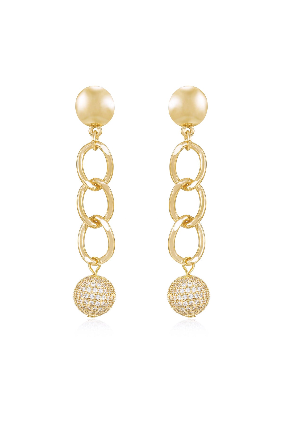 Chain Dangle Crystal Ball Earrings