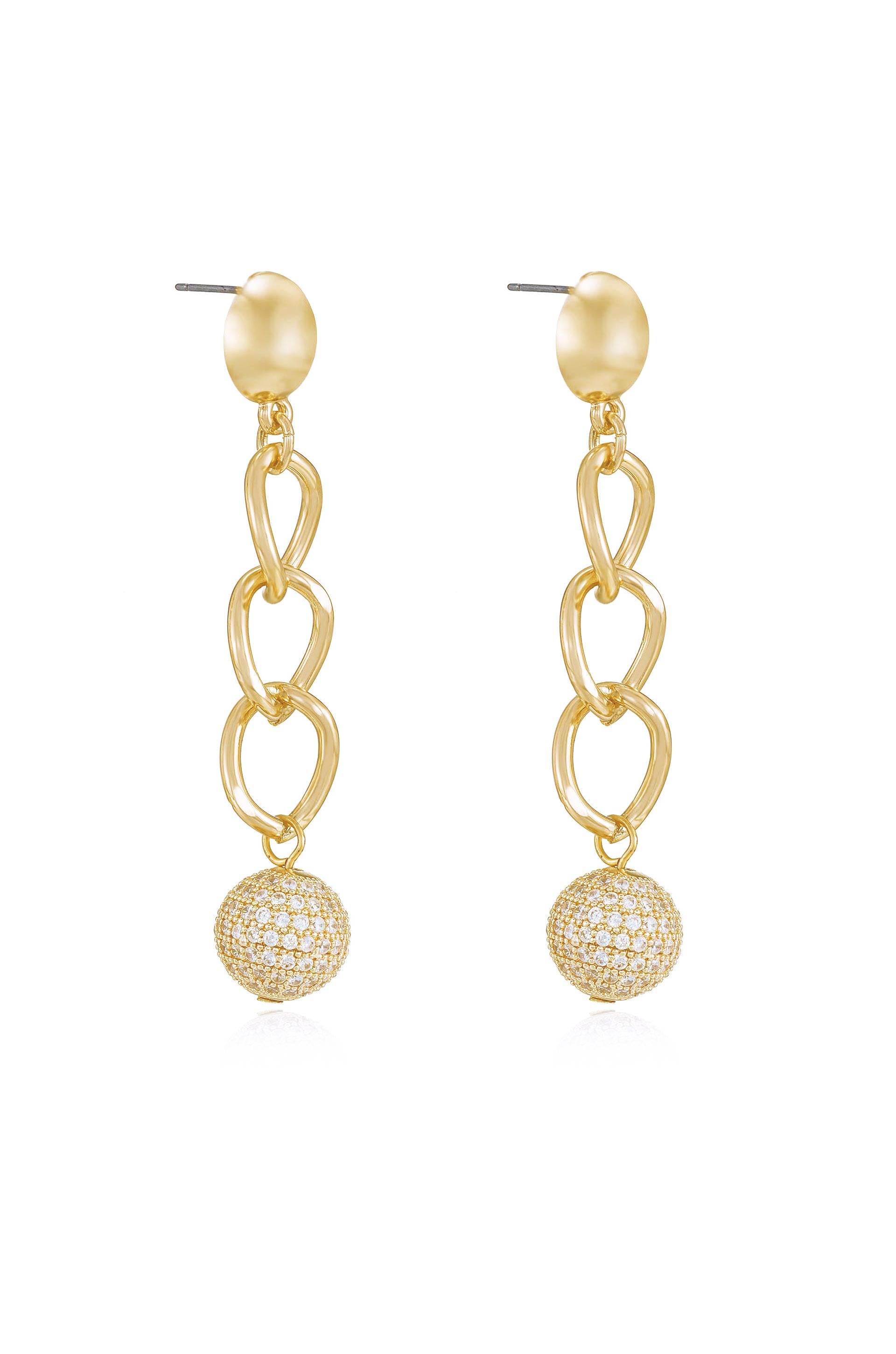 Chain Dangle Crystal Ball Earrings side