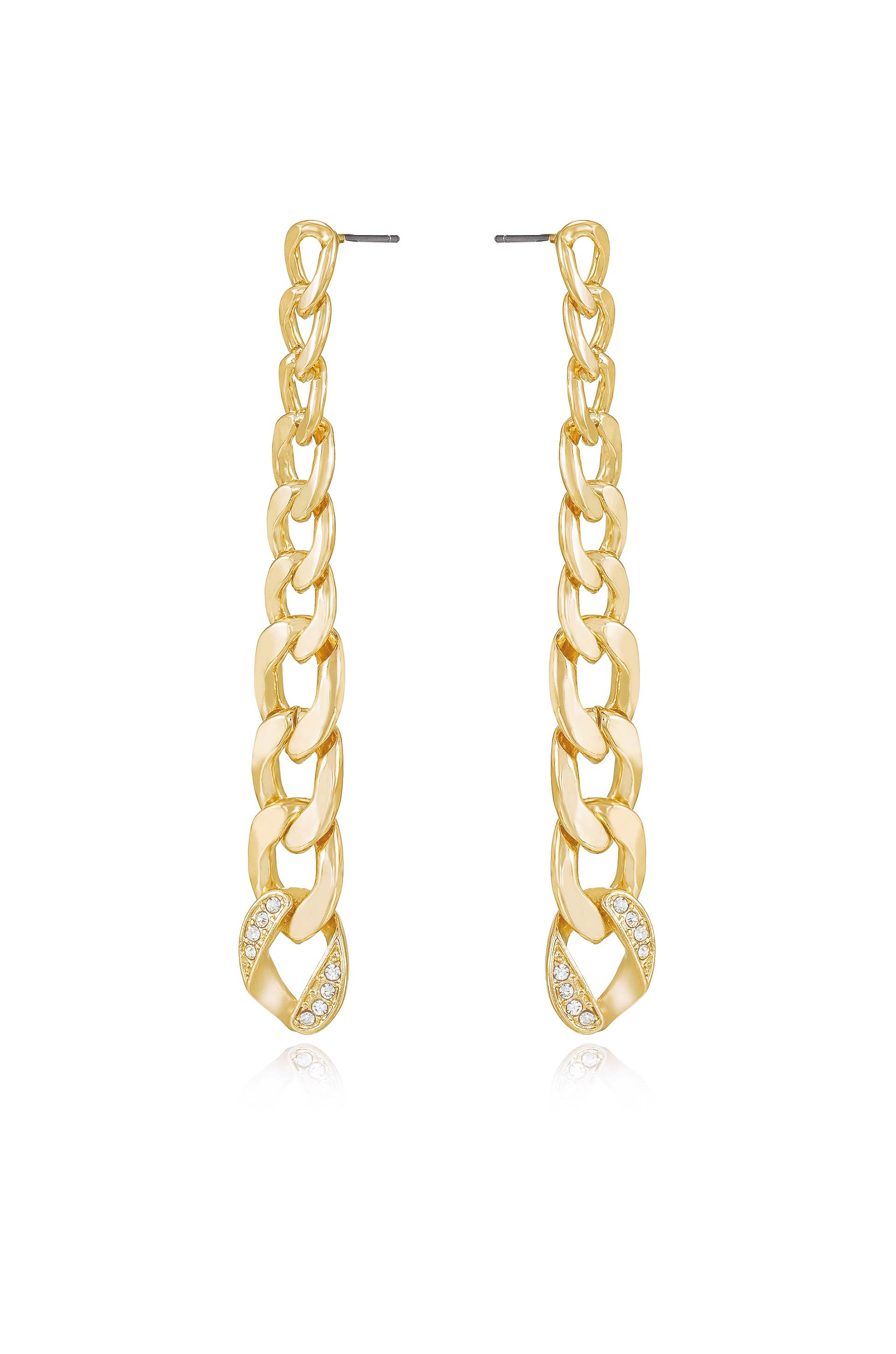 Chain Link Sway 18k Gold Plated Dangle Earrings side