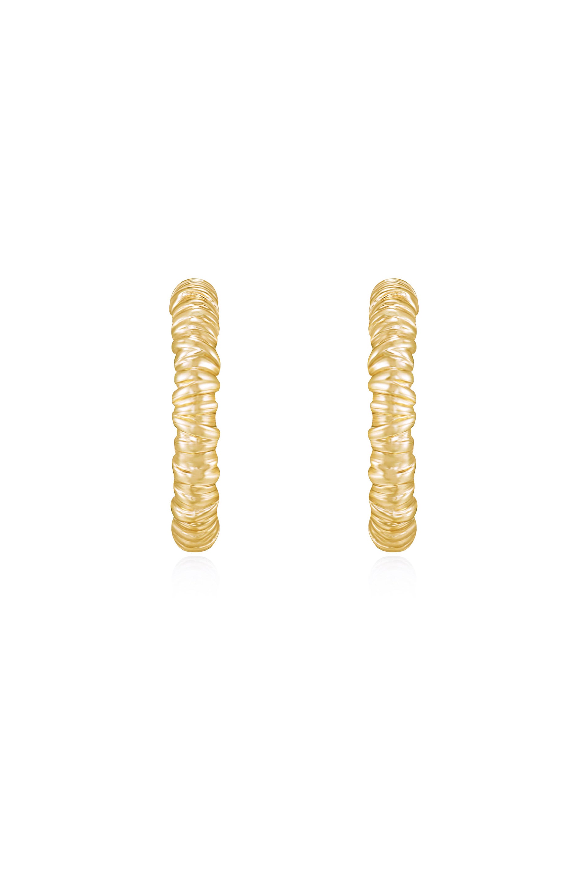 Athena Mini Textured 18k Gold Plated Hoop Earrings front