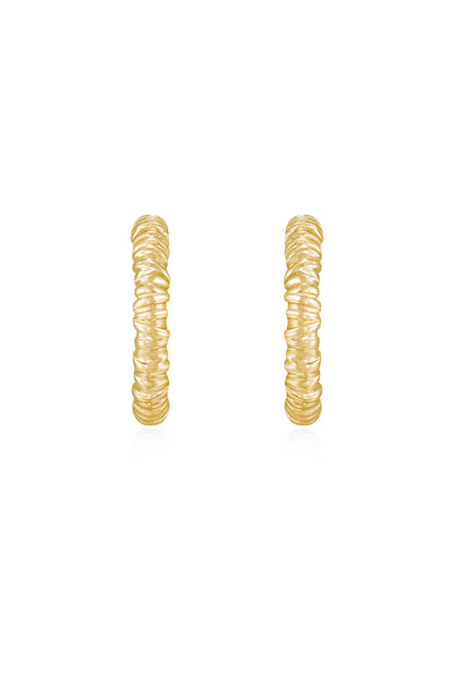 Athena Mini Textured 18k Gold Plated Hoop Earrings front