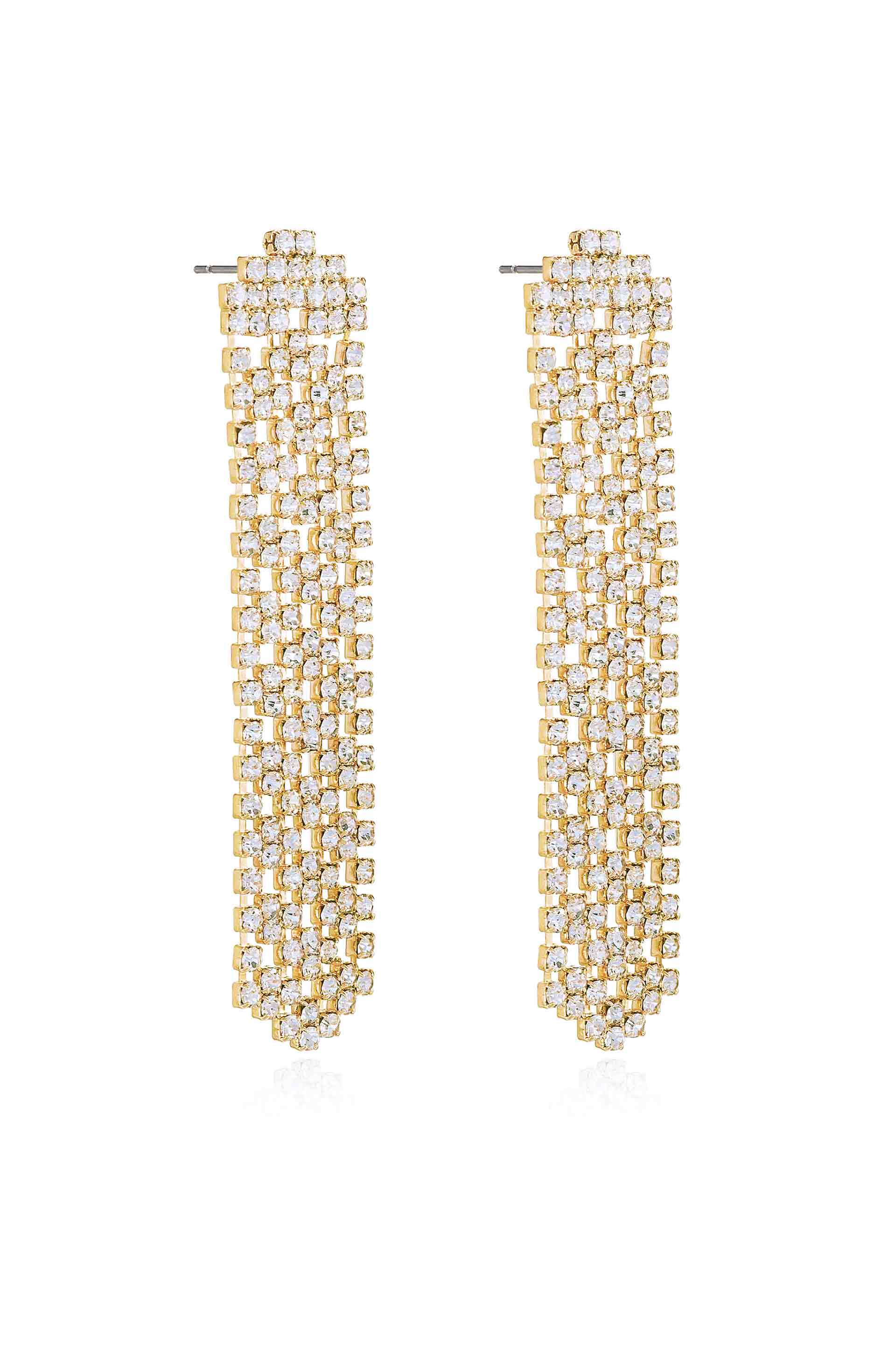 Crystal Quilted 18k Gold Plated Dangle Earrings side