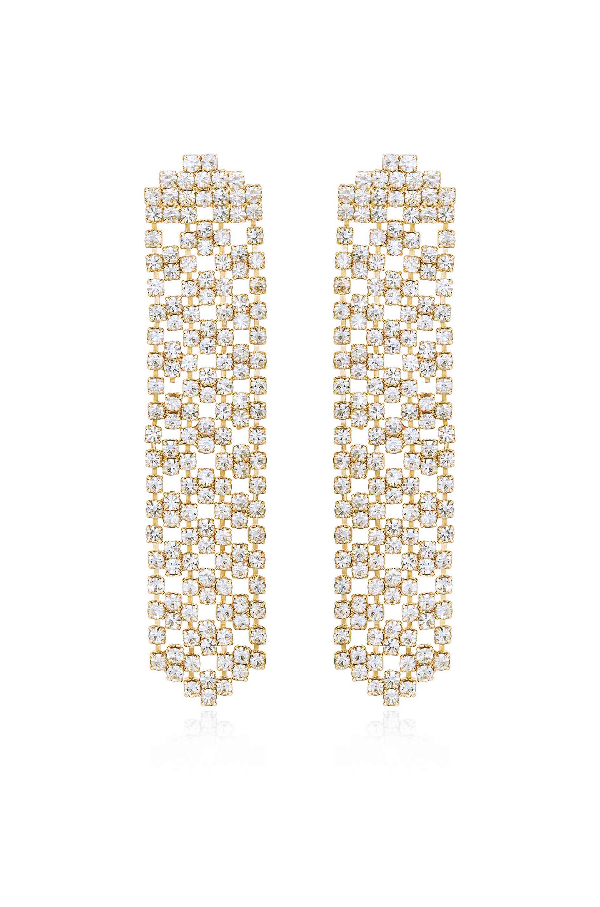 Crystal Quilted 18k Gold Plated Dangle Earrings