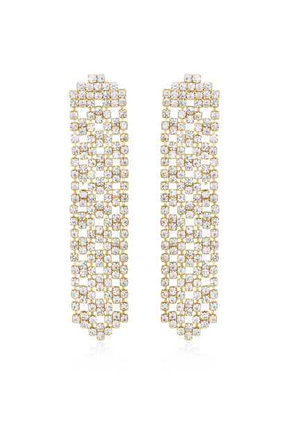 Crystal Quilted 18k Gold Plated Dangle Earrings