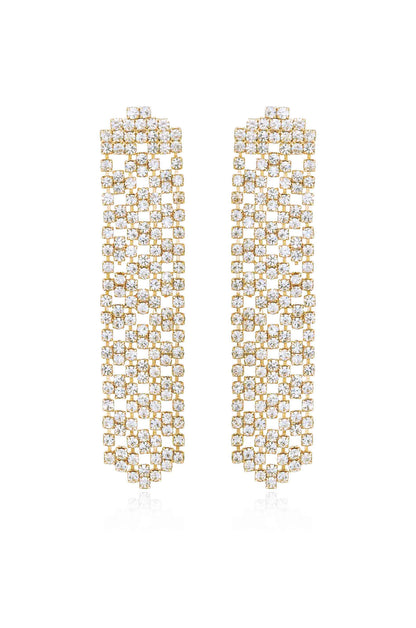 Crystal Quilted 18k Gold Plated Dangle Earrings