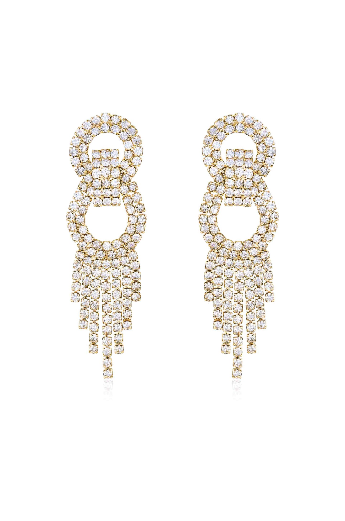 Crystal Gatsby 18k Gold Plated Statement Earrings front
