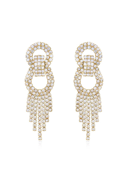 Crystal Gatsby 18k Gold Plated Statement Earrings front