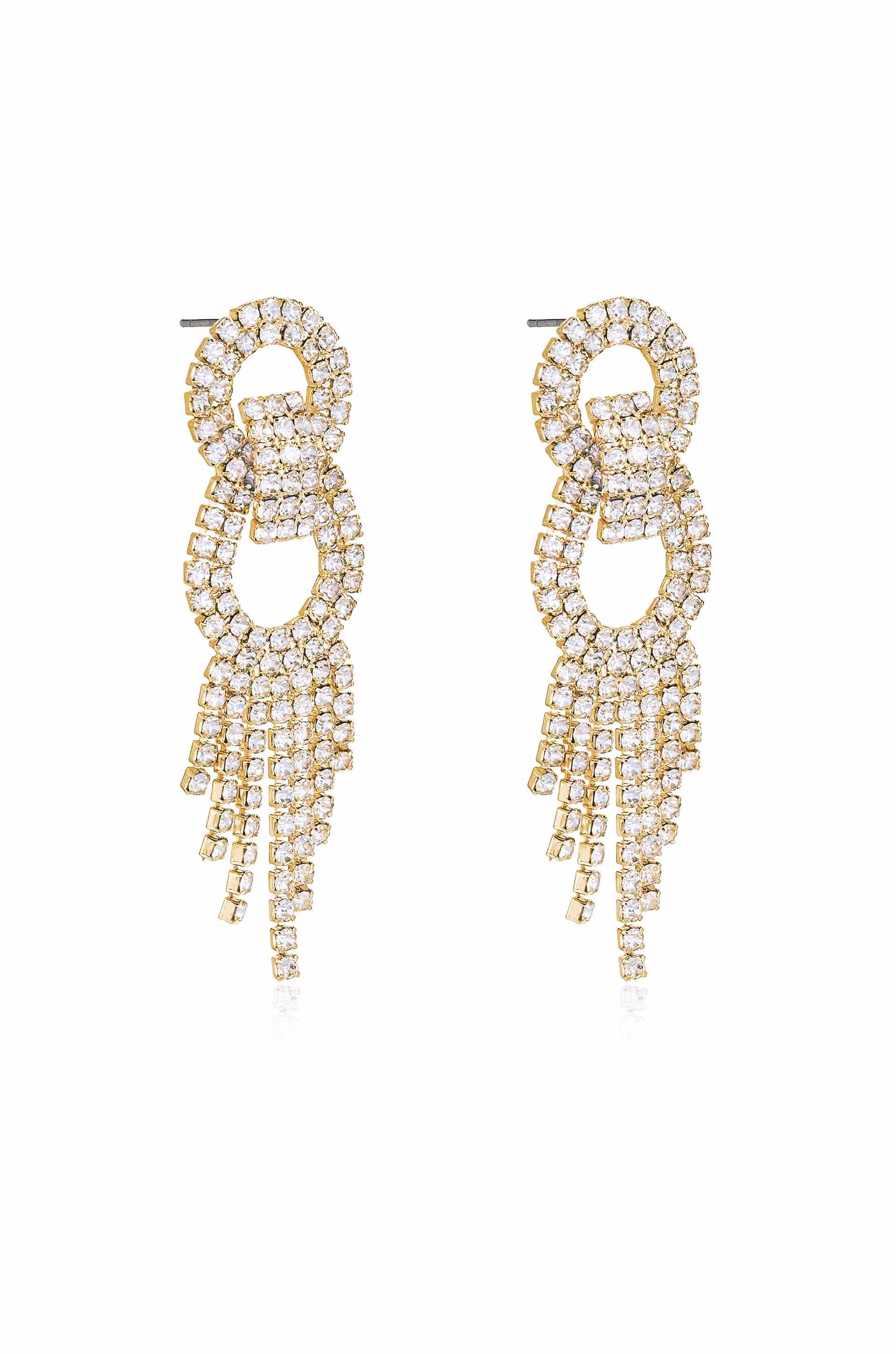 Crystal Gatsby 18k Gold Plated Statement Earrings side
