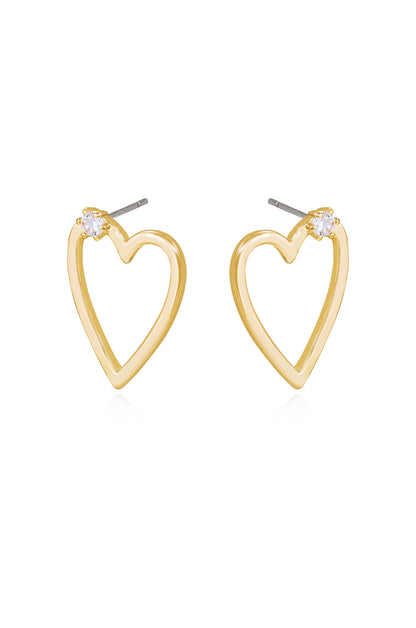 Subtle Love 18k Gold Plated Heart Earrings side