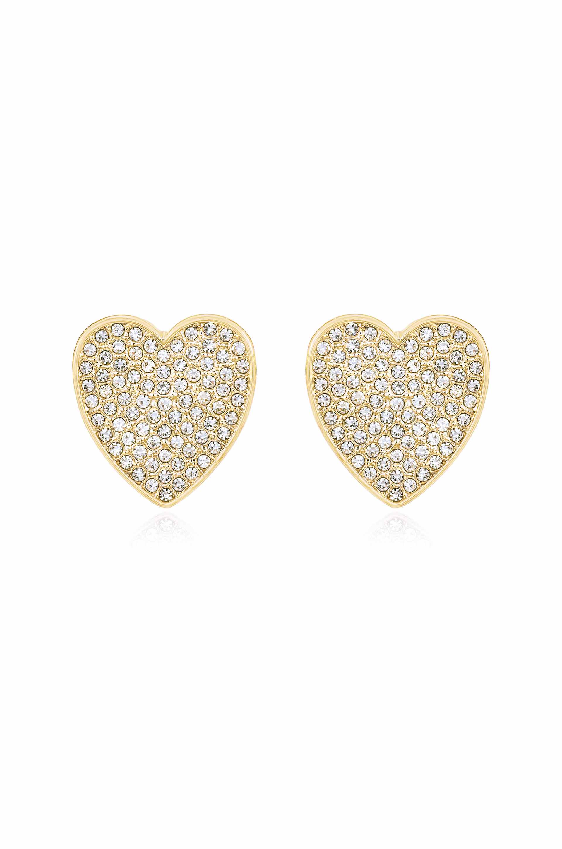 Love On Down Crystal Heart 18k Gold Plated Stud Earrings
