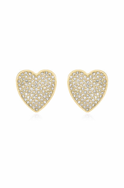 Love On Down Crystal Heart 18k Gold Plated Stud Earrings