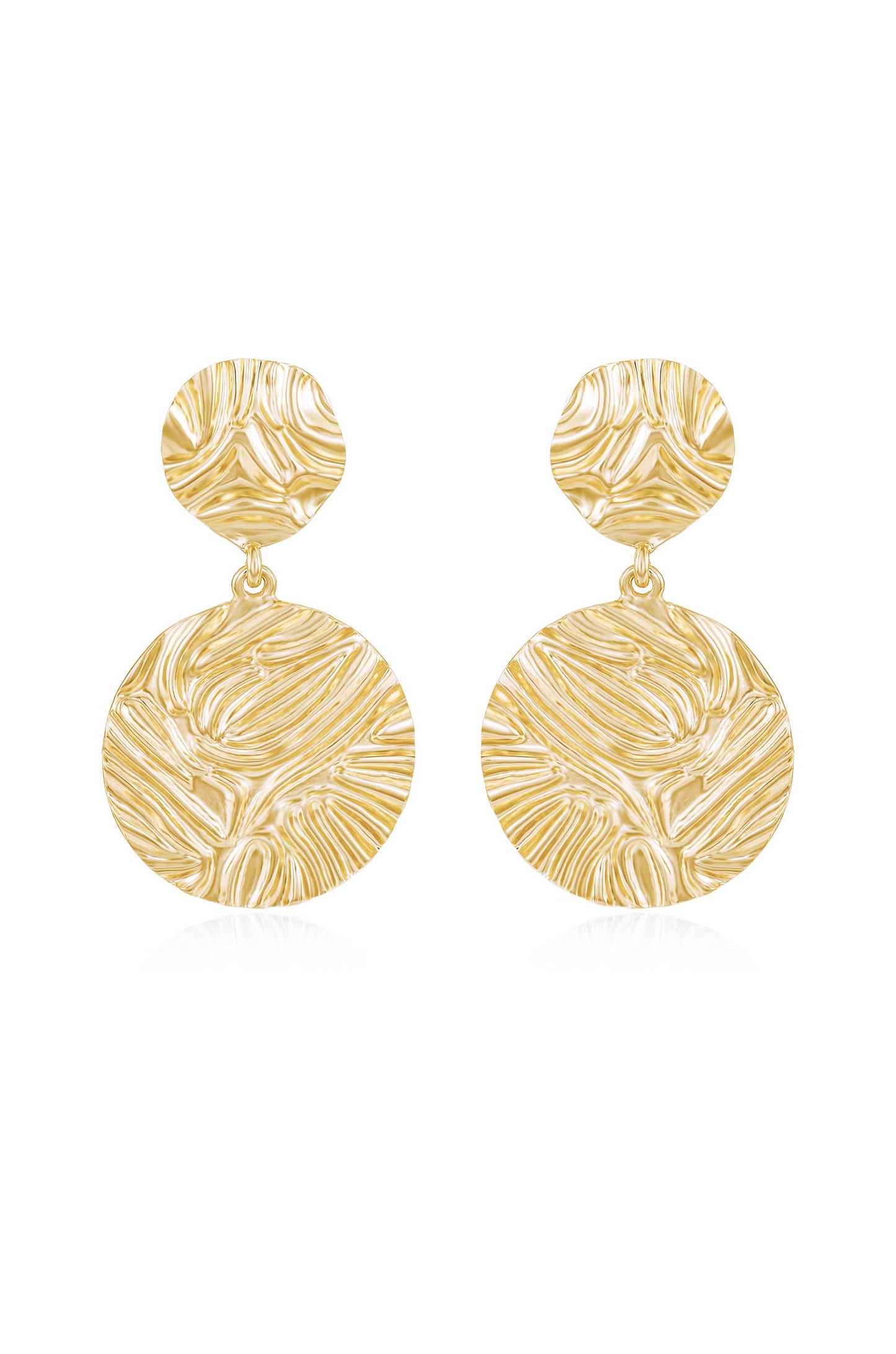 Textured Etching 18k Gold Plated Earrings