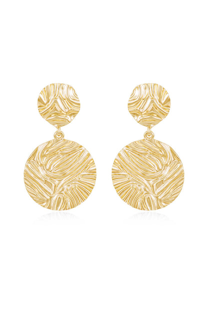 Textured Etching 18k Gold Plated Earrings