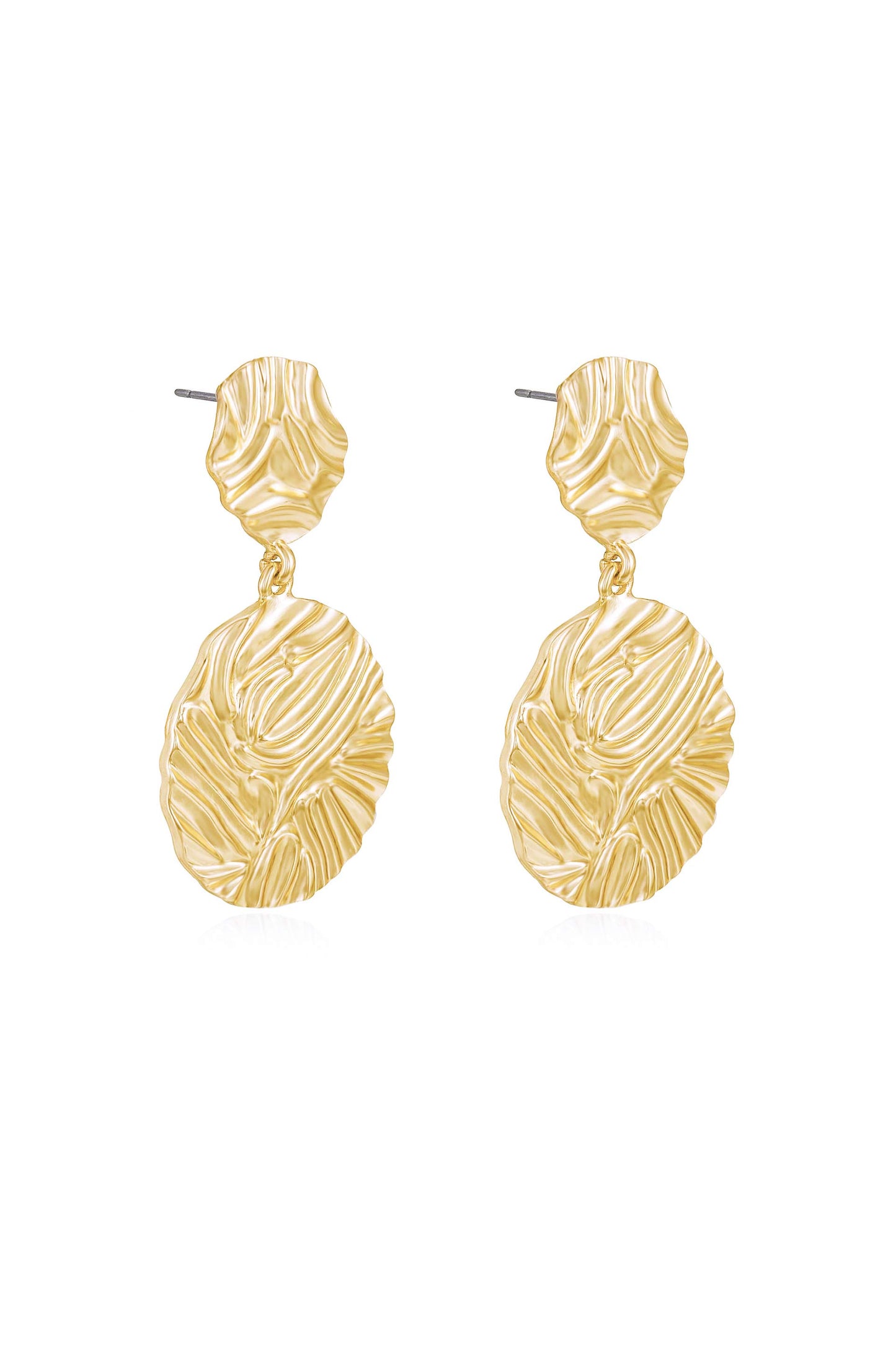 Textured Etching 18k Gold Plated Earrings side
