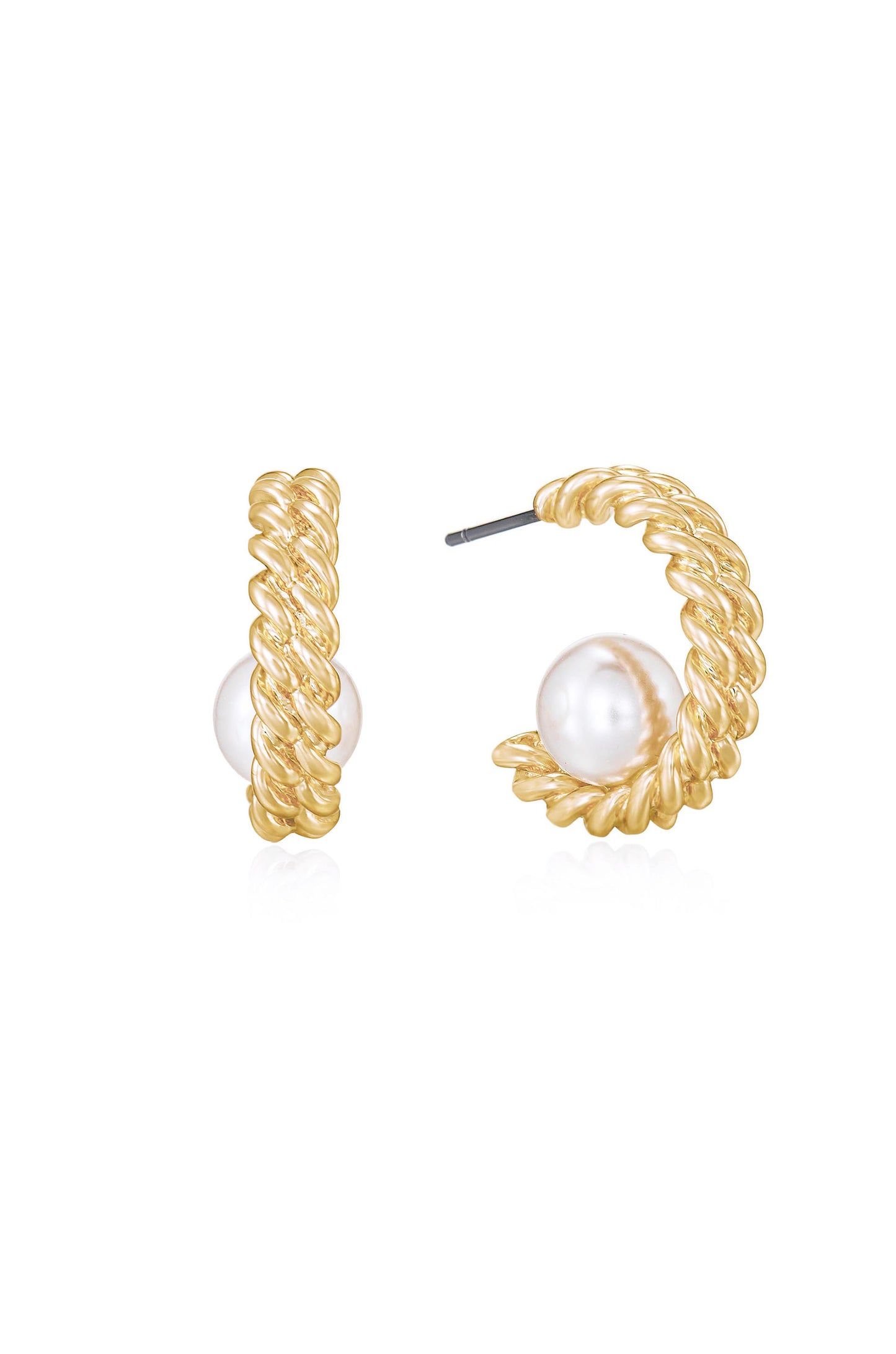 Pearls on a Swing 18k Gold Plated Hoop Earrings