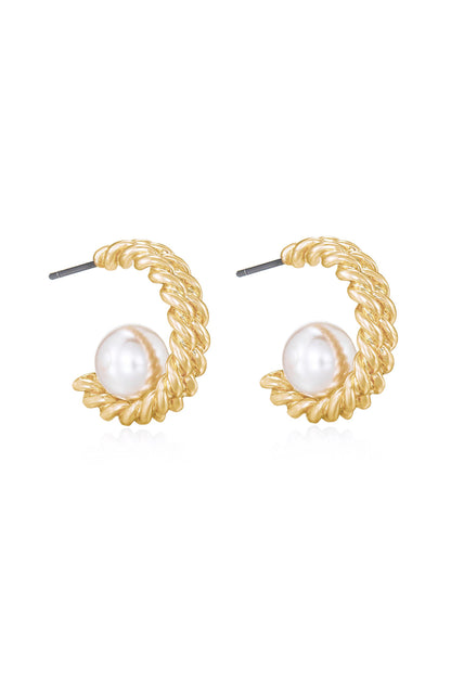 Pearls on a Swing 18k Gold Plated Hoop Earrings side