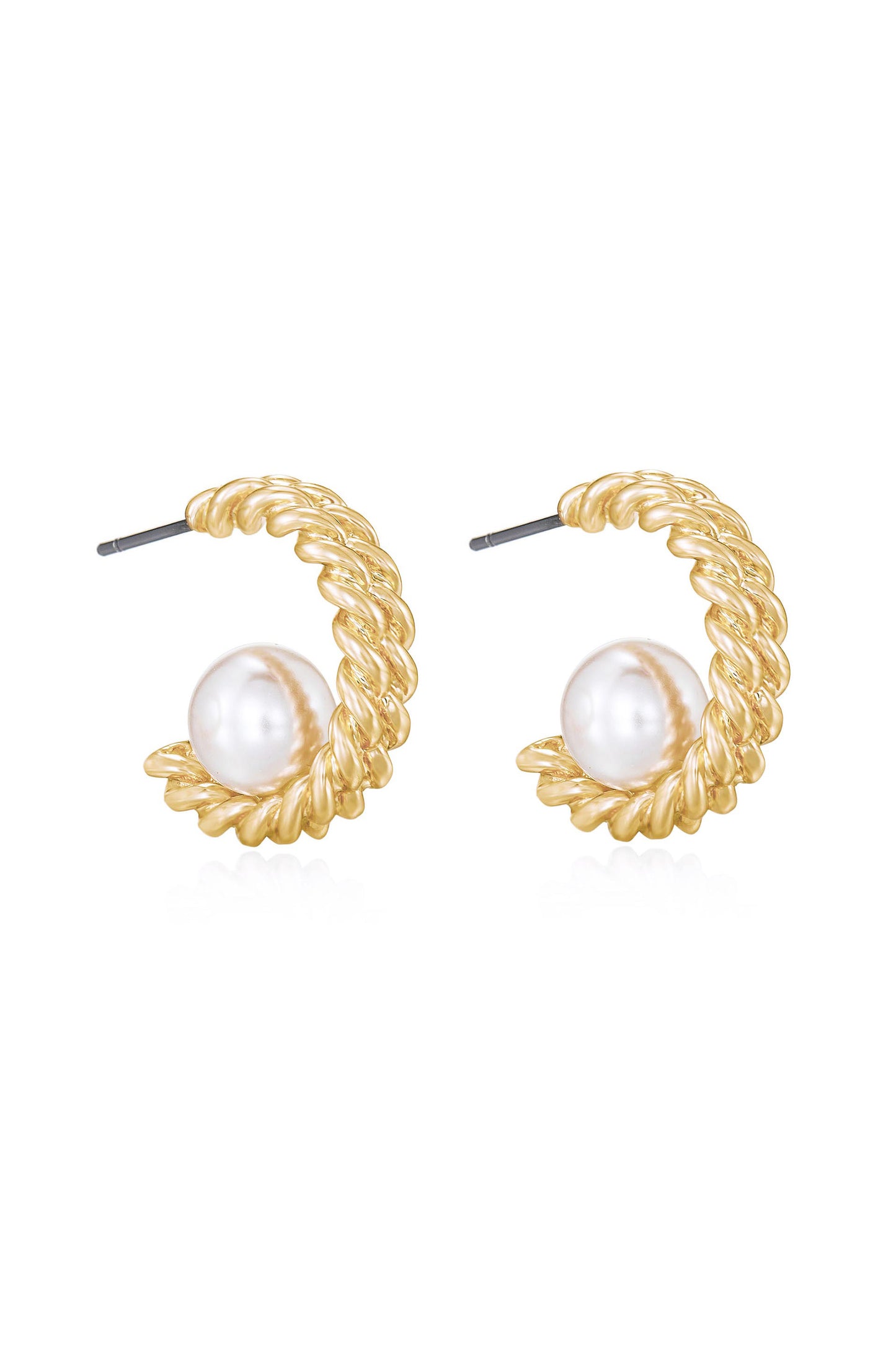 Pearls on a Swing Hoop Earrings side