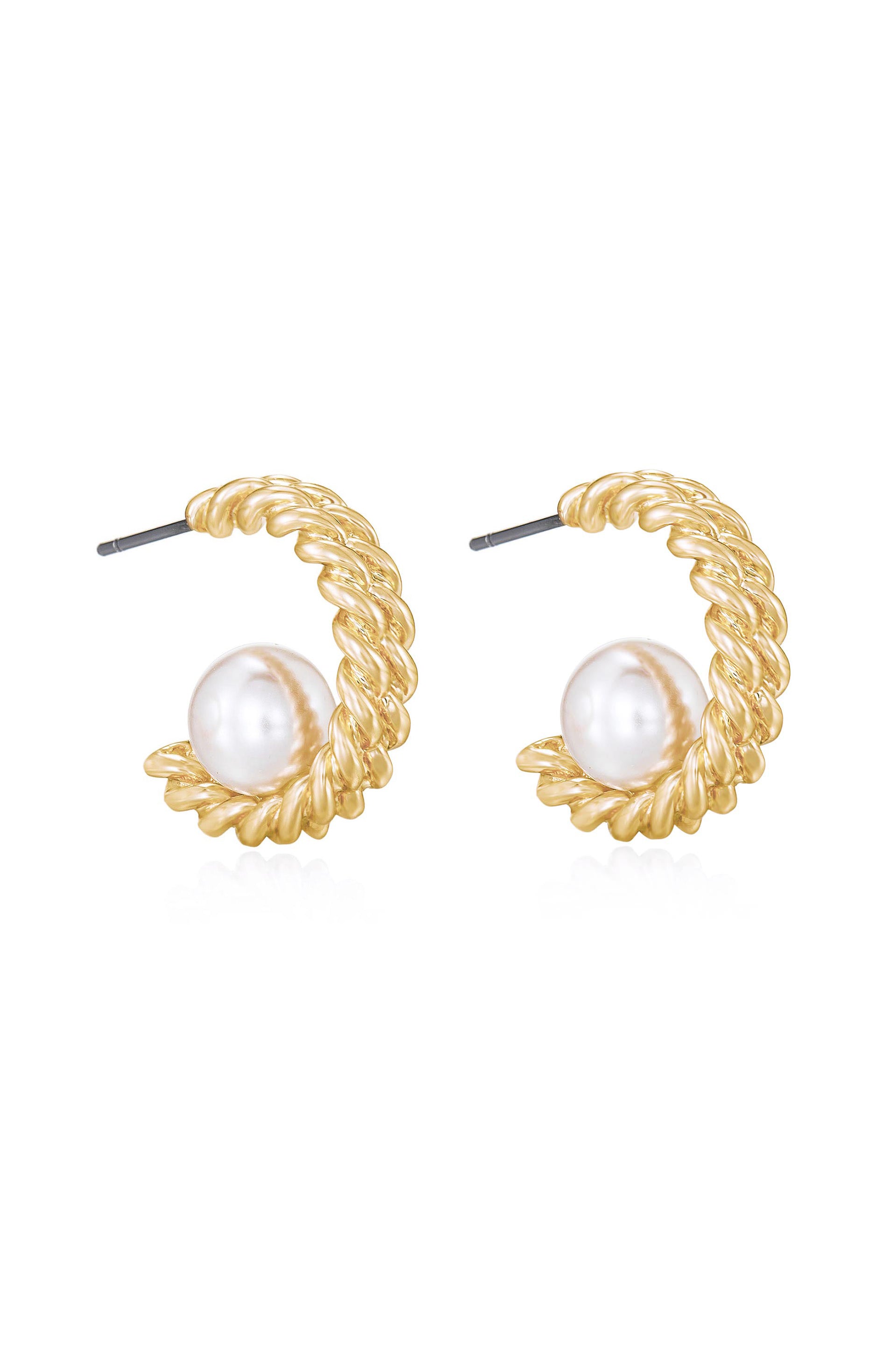 Pearls on a Swing Hoop Earrings side