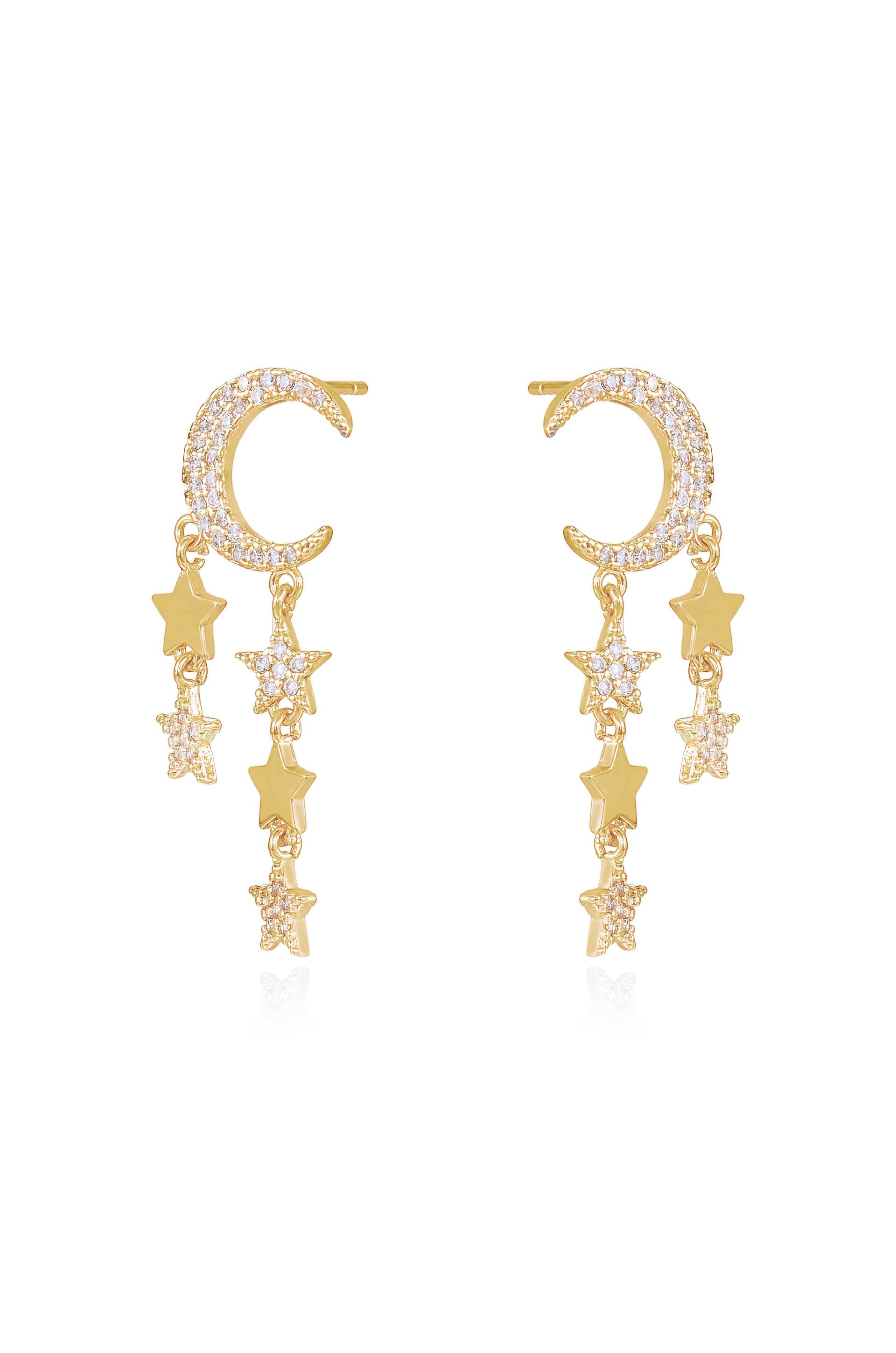Lunar Shower Crystal Dangle 18k Gold Plated Earrings side