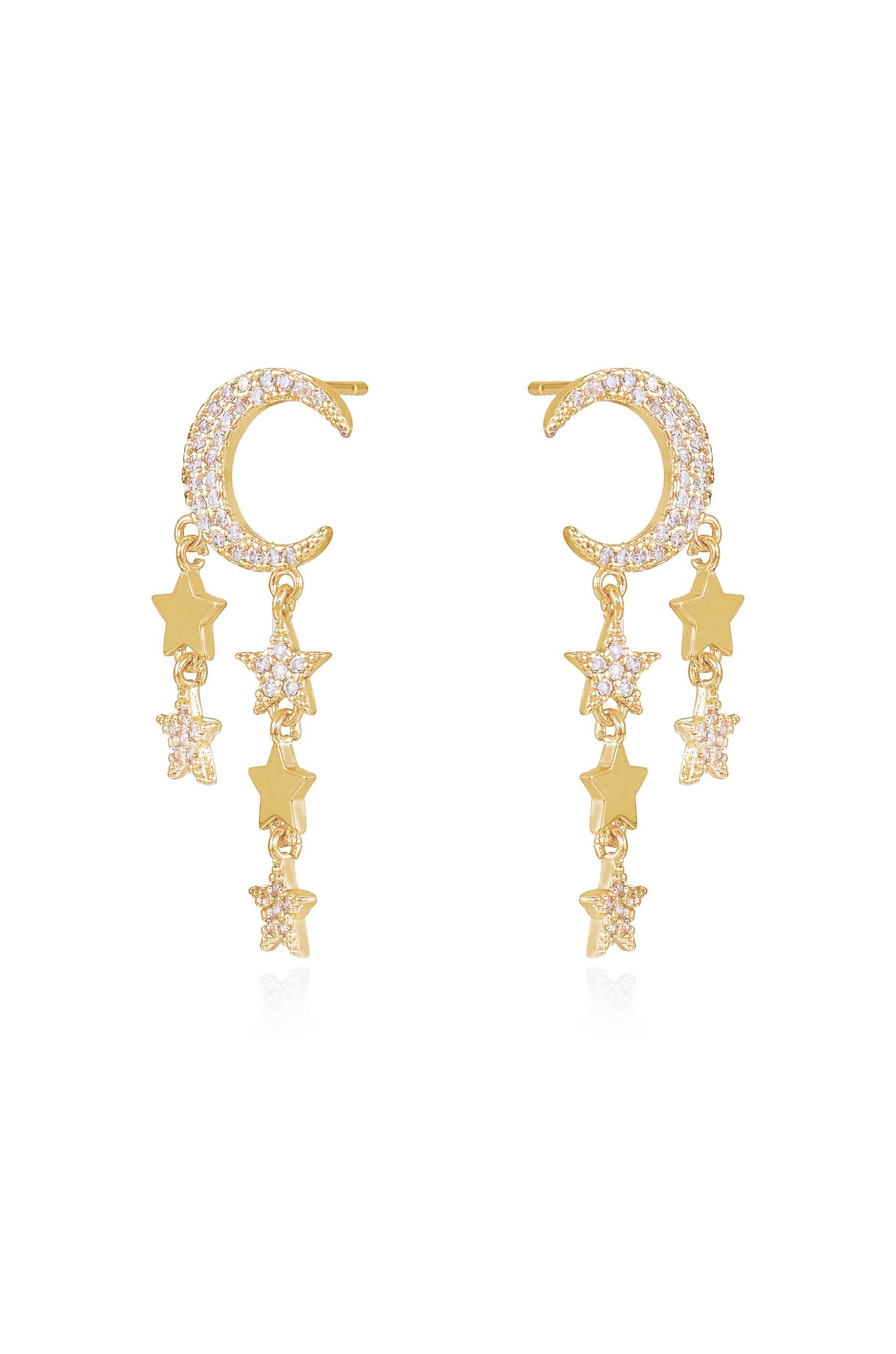 Lunar Shower Crystal Dangle 18k Gold Plated Earrings side
