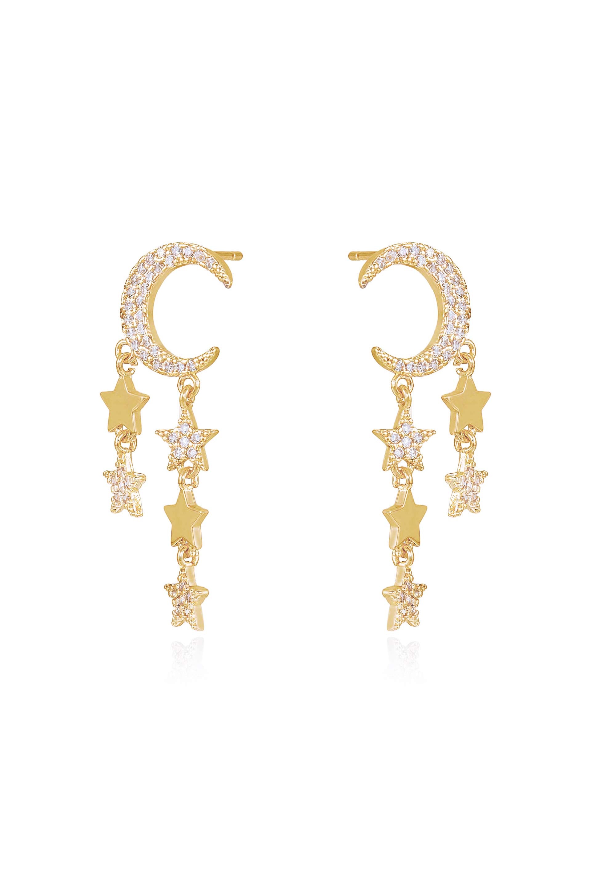 Lunar Shower Crystal Dangle 18k Gold Plated Earrings side