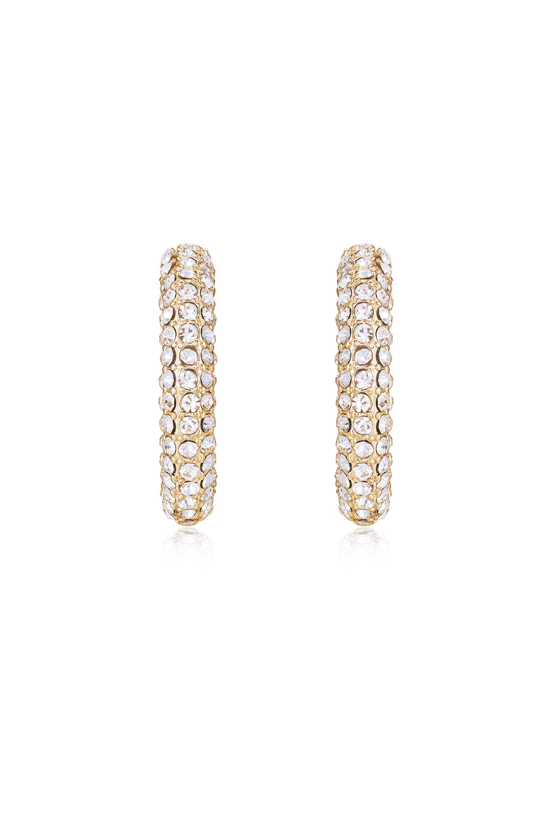 Crystal Dotted Twists 18k Gold Plated Hoop Earrings front