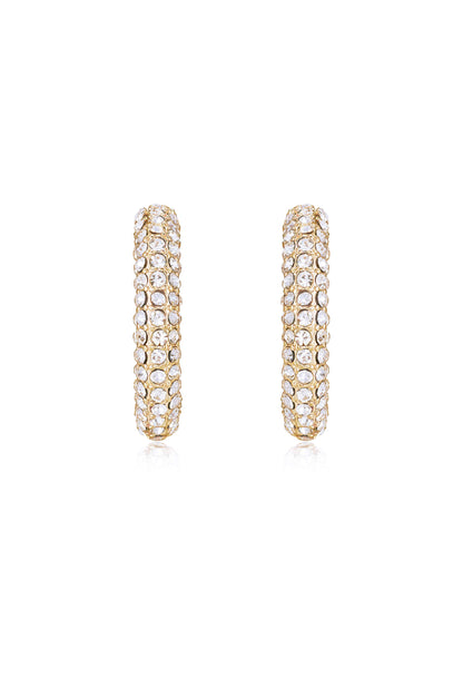 Crystal Dotted Twists 18k Gold Plated Hoop Earrings front