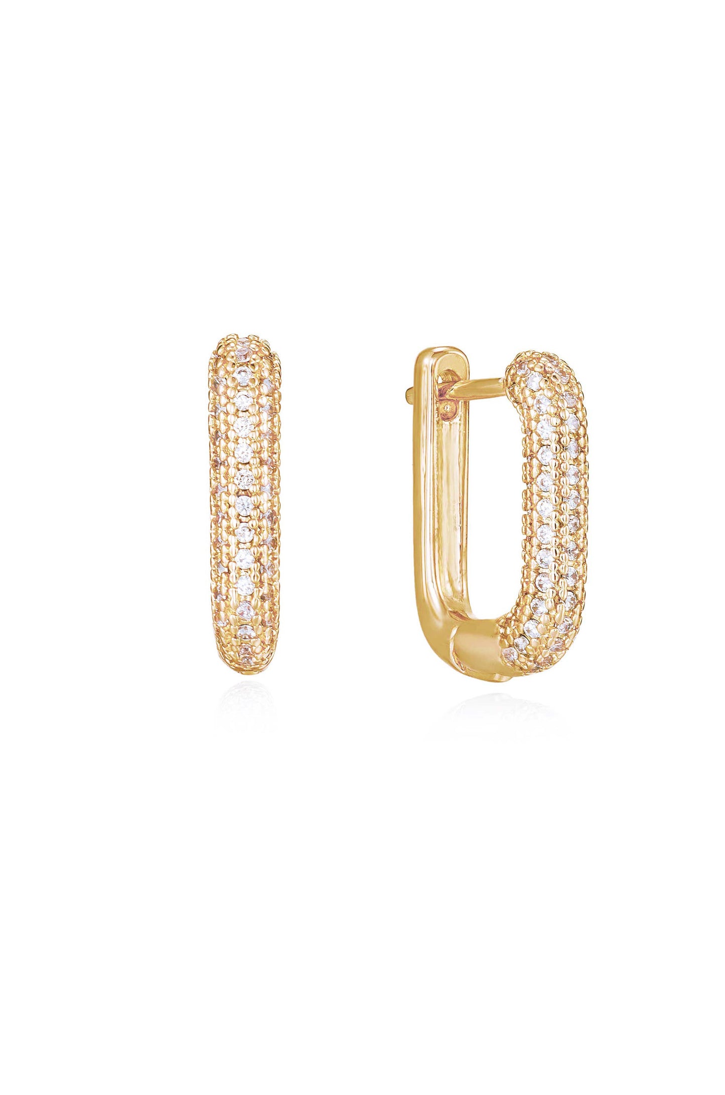 Petite Pave 18k Gold Plated Huggie Earrings