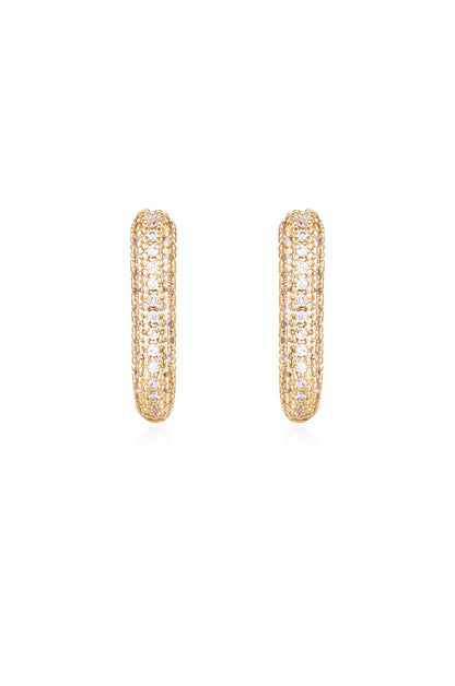 Petite Pave 18k Gold Plated Huggie Earrings front