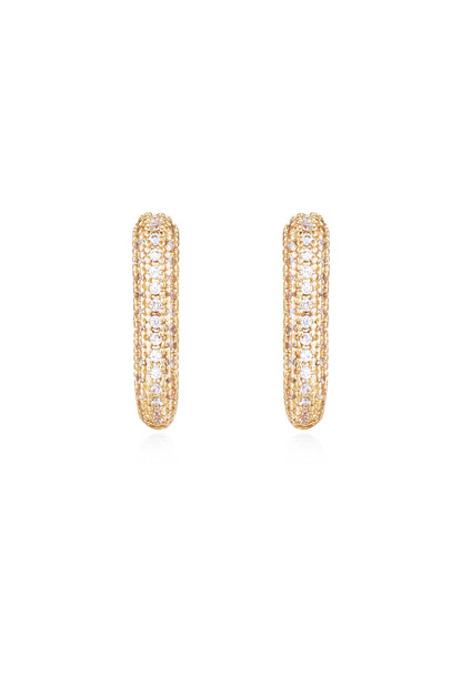 Petite Pave 18k Gold Plated Huggie Earrings front