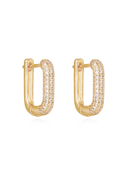 Petite Pave 18k Gold Plated Huggie Earrings side
