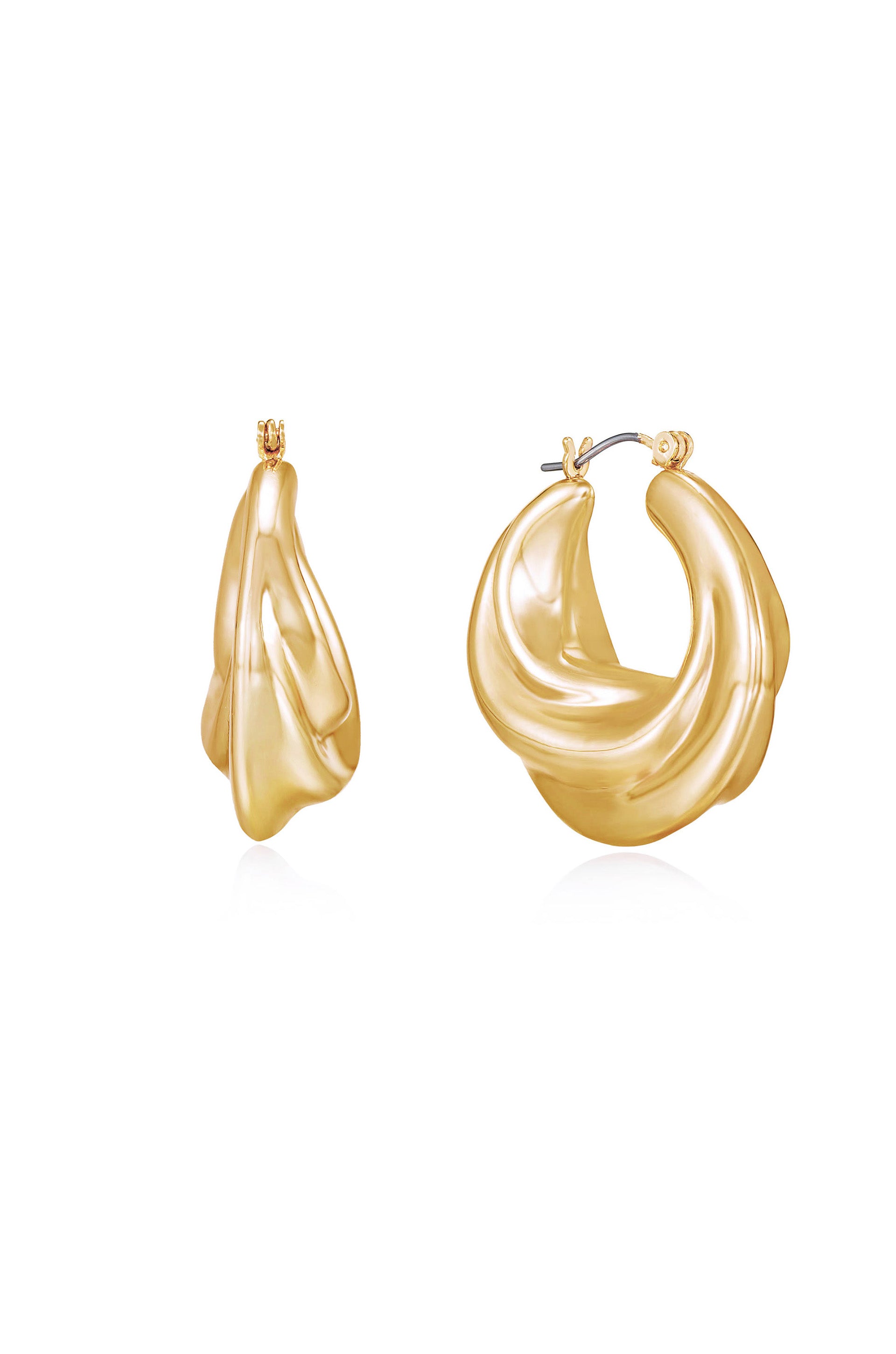 Crescent Swirl 18k Gold Plated Hoop Earrings