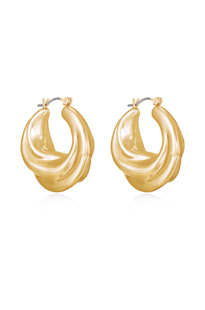 Crescent Swirl 18k Gold Plated Hoop Earrings side