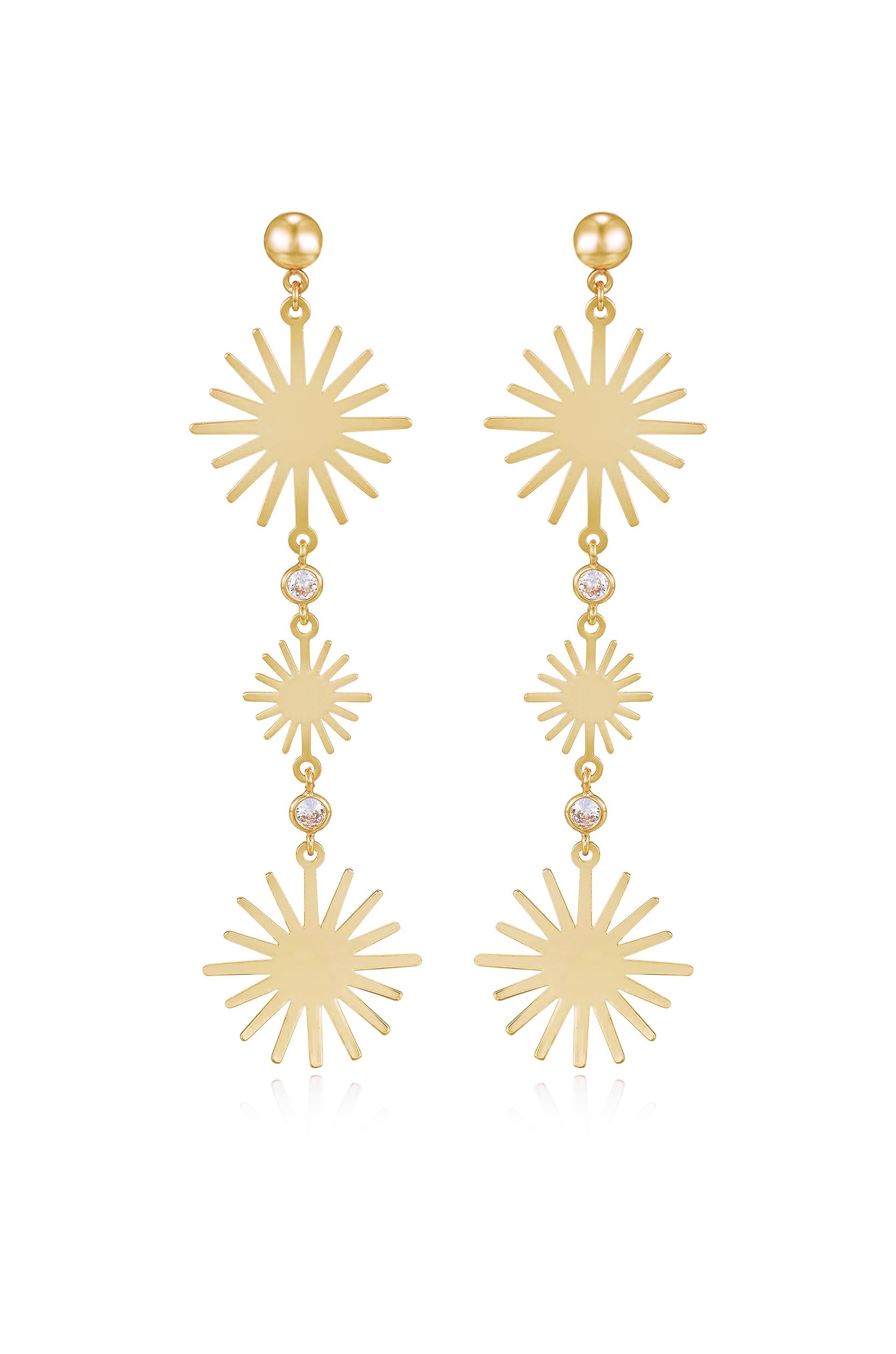 Sunburst Drop 18k Gold Plated Dangle Earrings