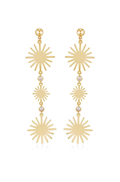 Sunburst Drop 18k Gold Plated Dangle Earrings