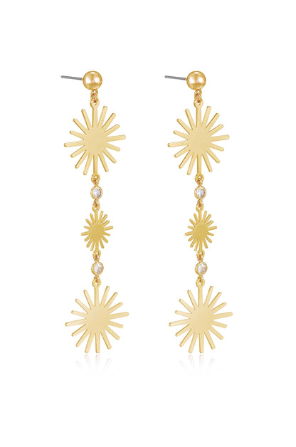 Sunburst Drop 18k Gold Plated Dangle Earrings side