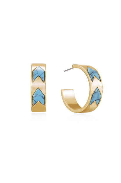 The Perfect Bohemian Hoops in Turquoise and Worn 18k Gold Plating