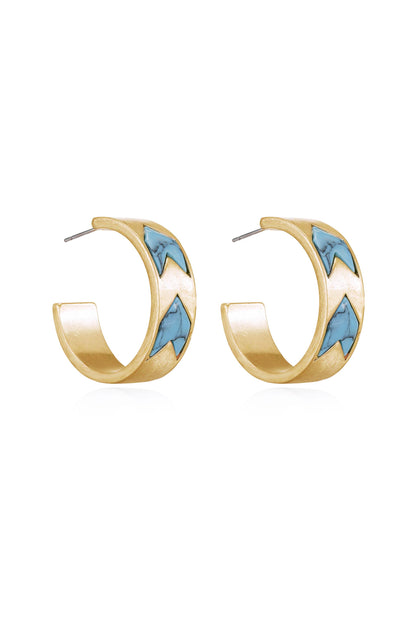 The Perfect Bohemian Hoops in Turquoise and Worn 18k Gold Plating side