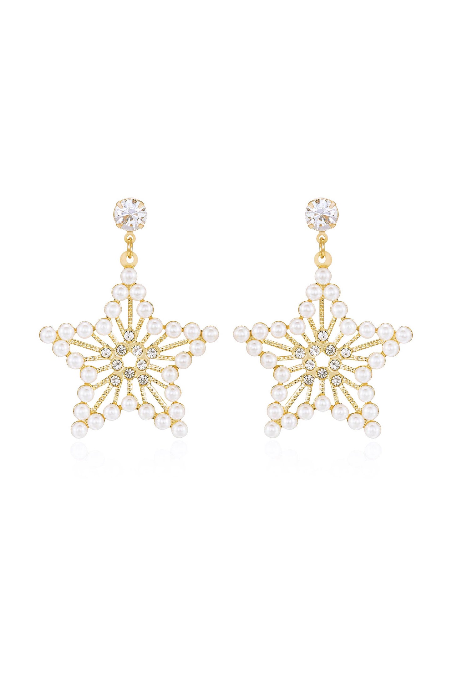 Star Power Pearl and 18k Gold Plated Earrings