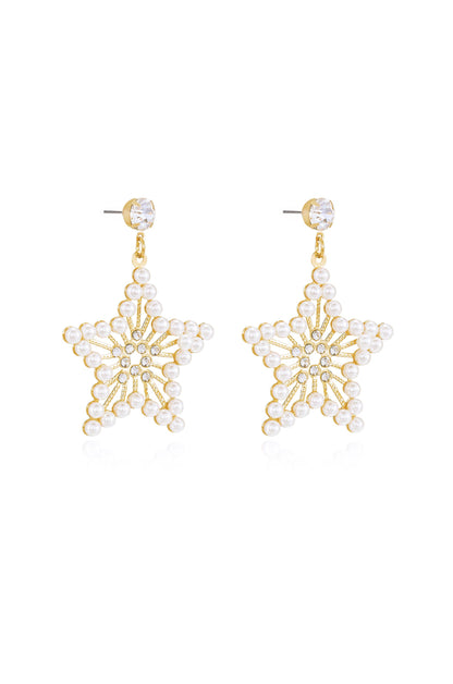 Star Power Pearl and 18k Gold Plated Earrings side