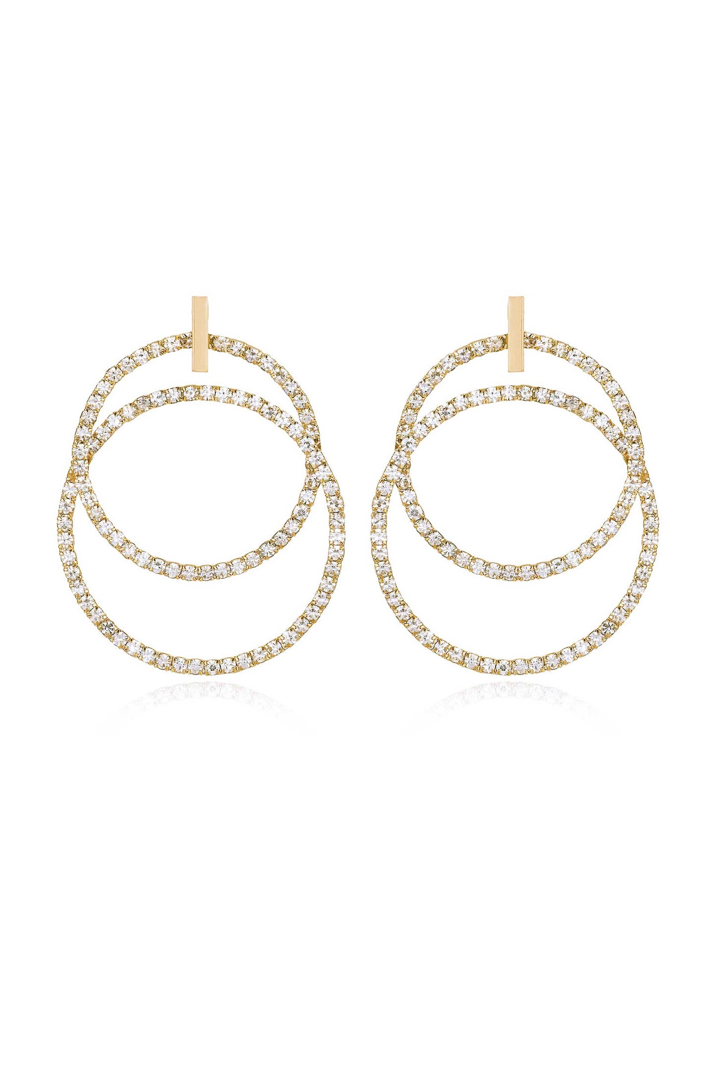 Crystal Dangle Loops 18k Gold Plated Earrings