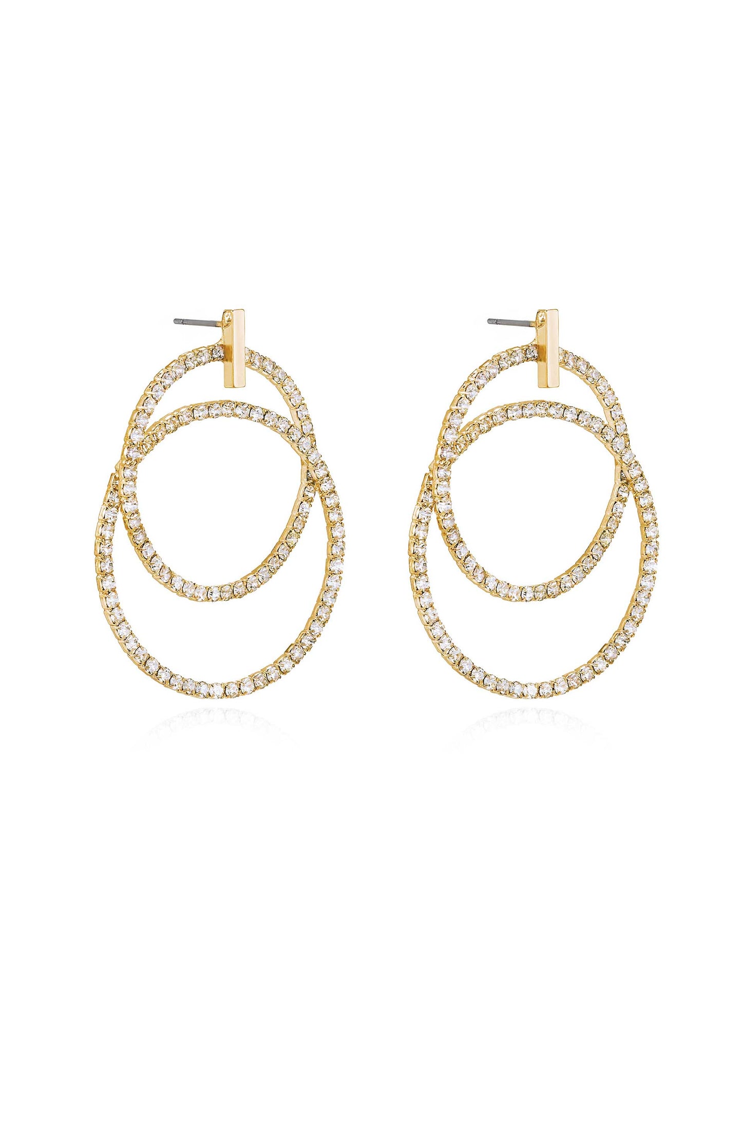 Crystal Dangle Loops 18k Gold Plated Earrings side