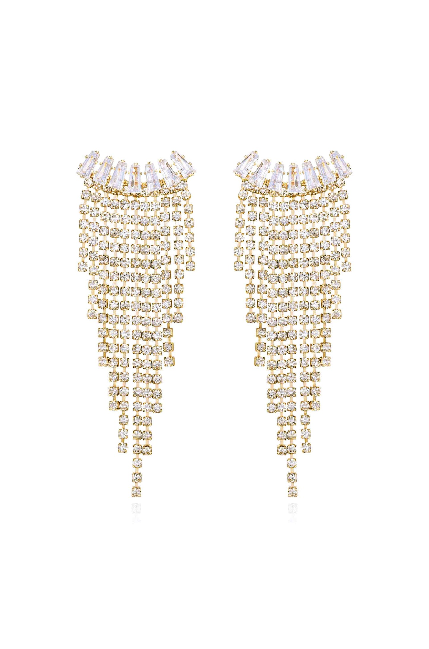 Angel Fringe 18k Gold Plated Crystal Earrings