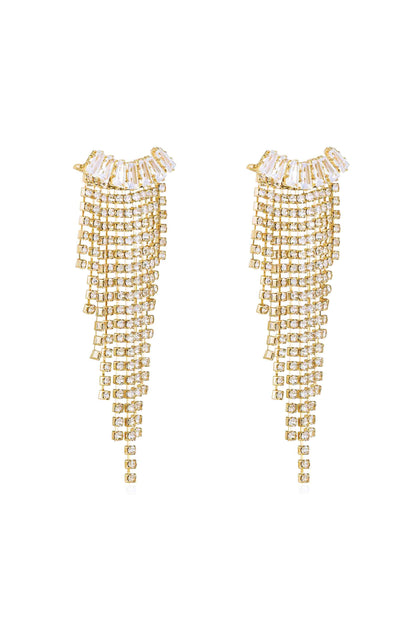 Angel Fringe 18k Gold Plated Crystal Earrings side