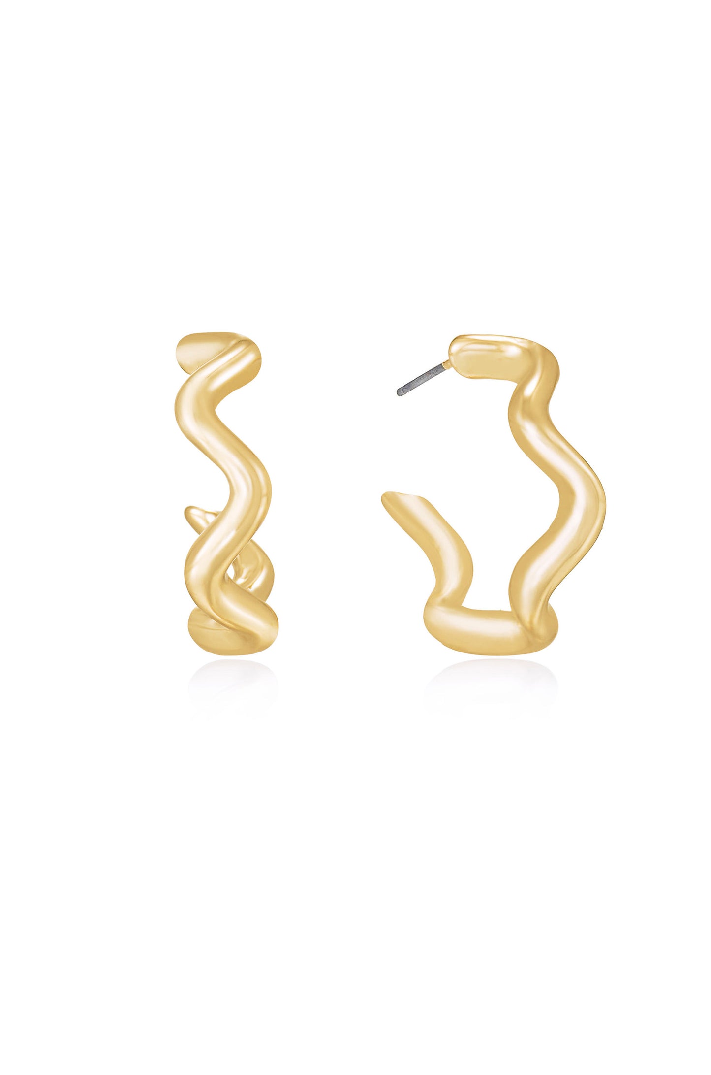 Only An Illusion Wavy 18k Gold Plated Hoop Earrings