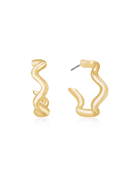 Only An Illusion Wavy 18k Gold Plated Hoop Earrings