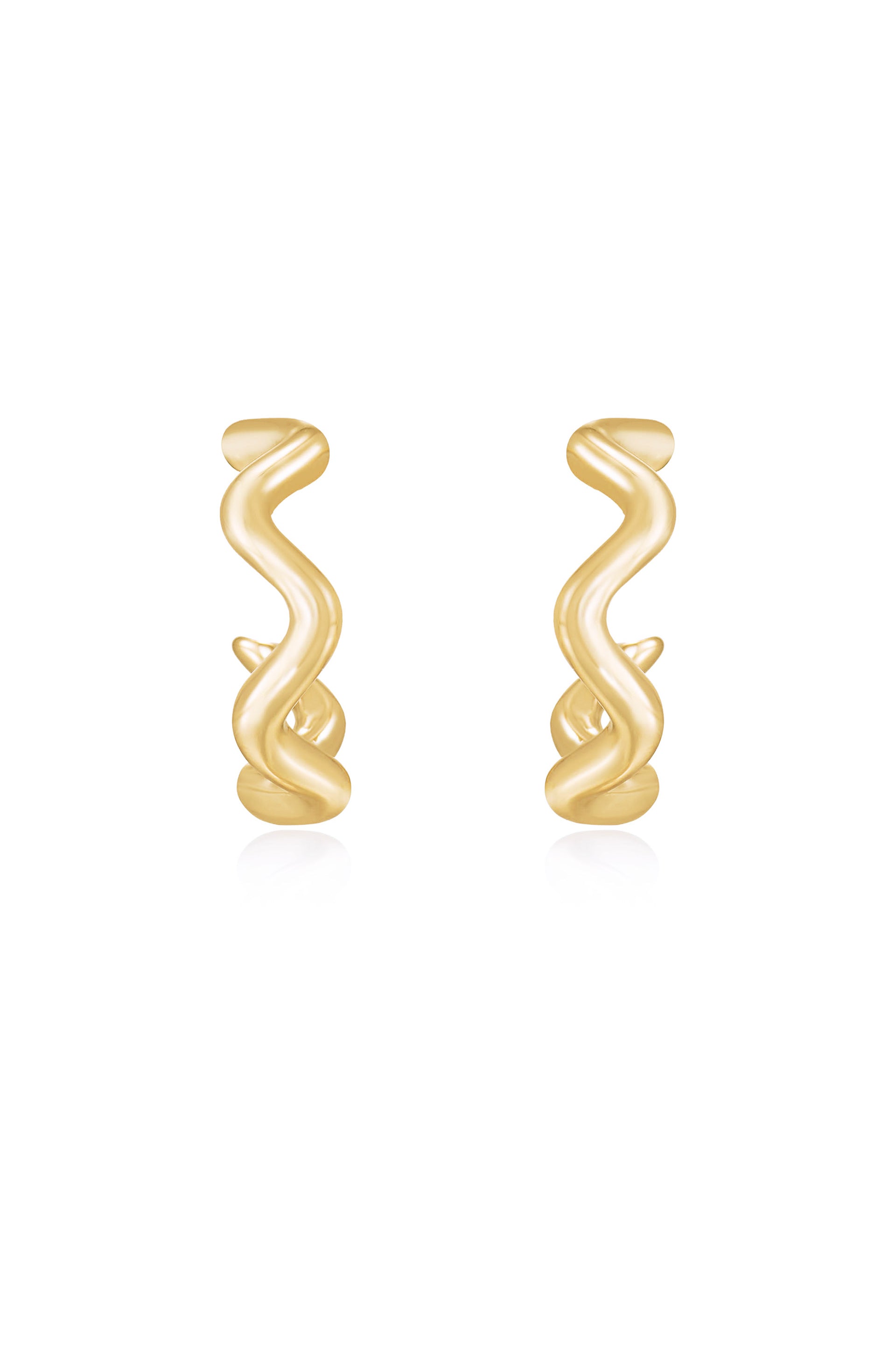 Only An Illusion Wavy 18k Gold Plated Hoop Earrings front
