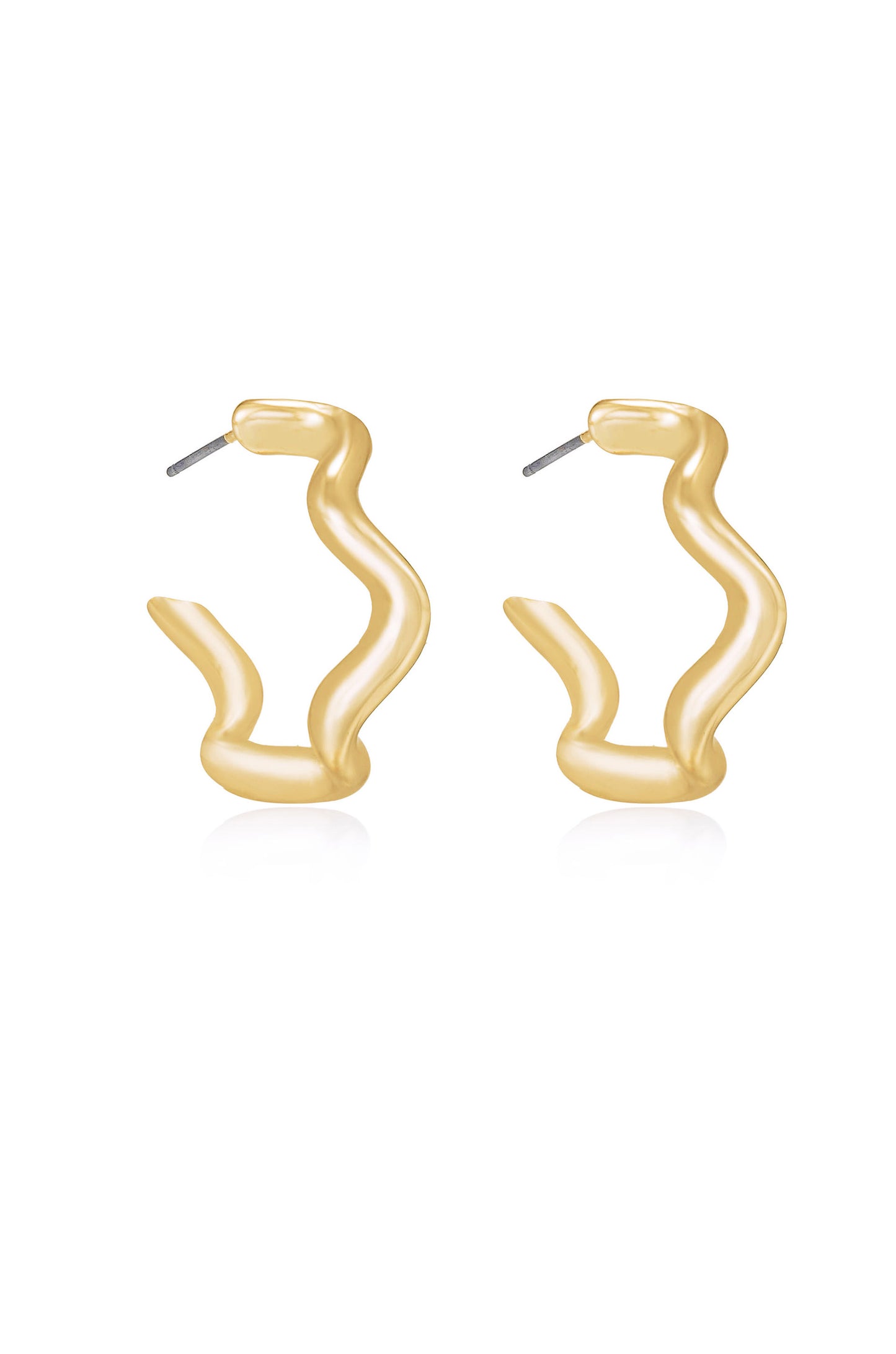 Only An Illusion Wavy 18k Gold Plated Hoop Earrings side