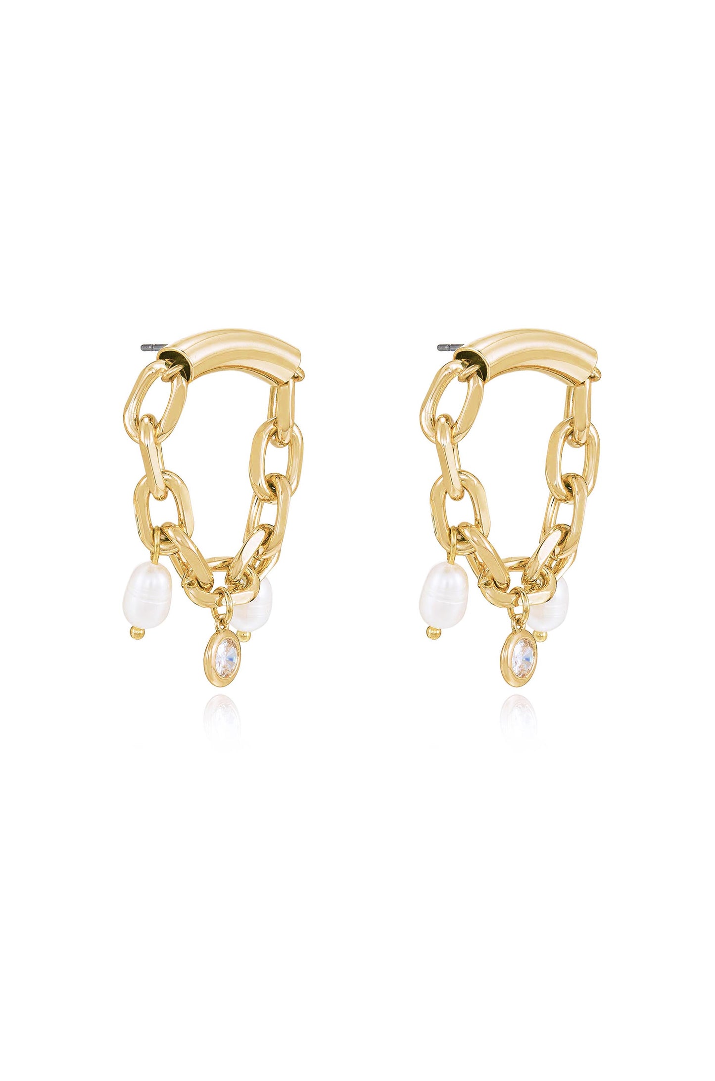 Chain Link Charm Dangle 18k Gold Plated Earrings side