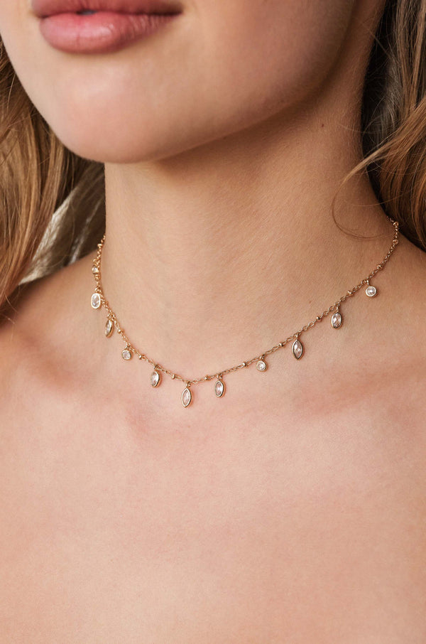 Bezel Crystal Charm Choker Second